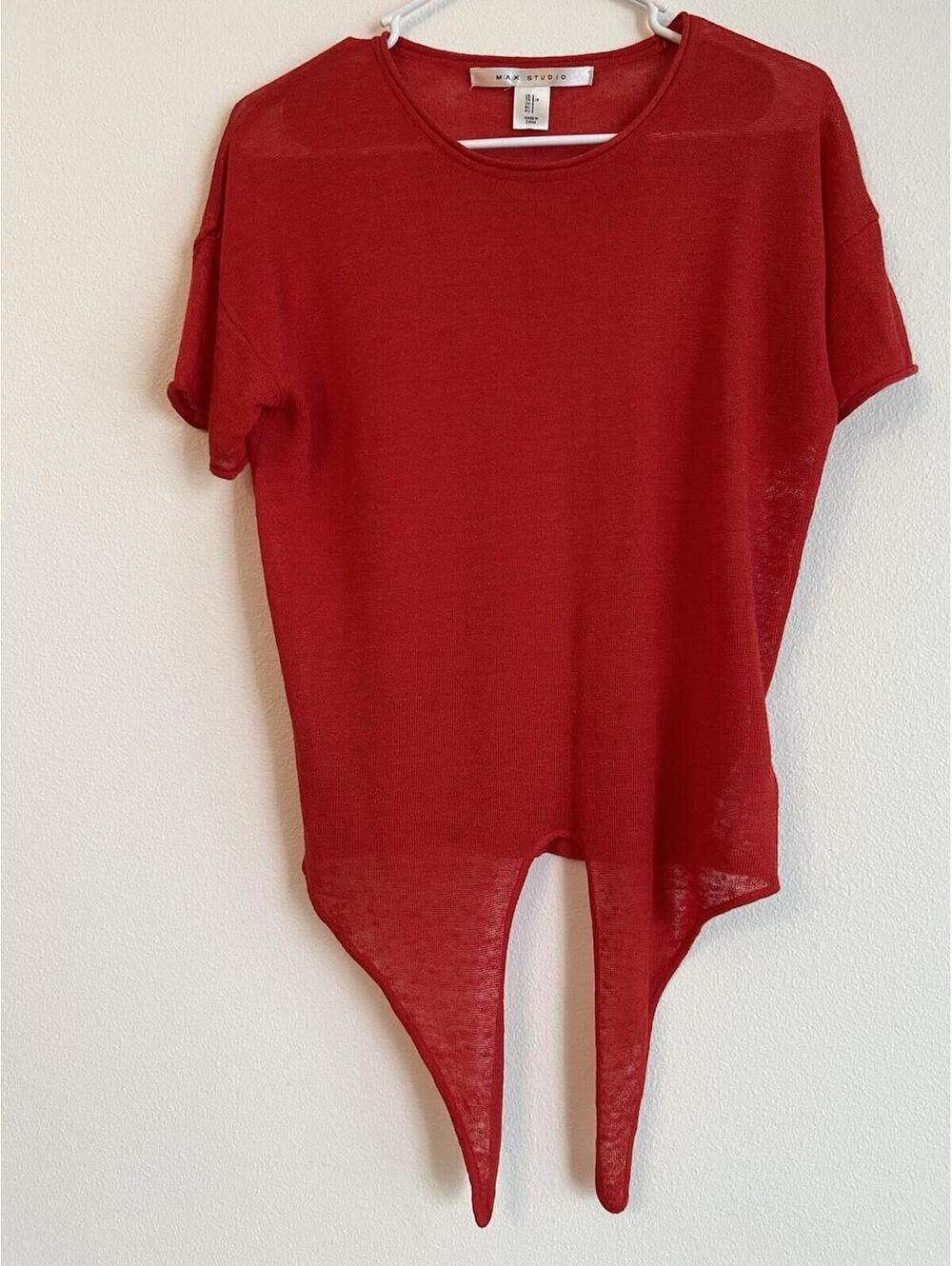 Women’s Max Studio Blouse Size S Red Knot Front Detail NWOT